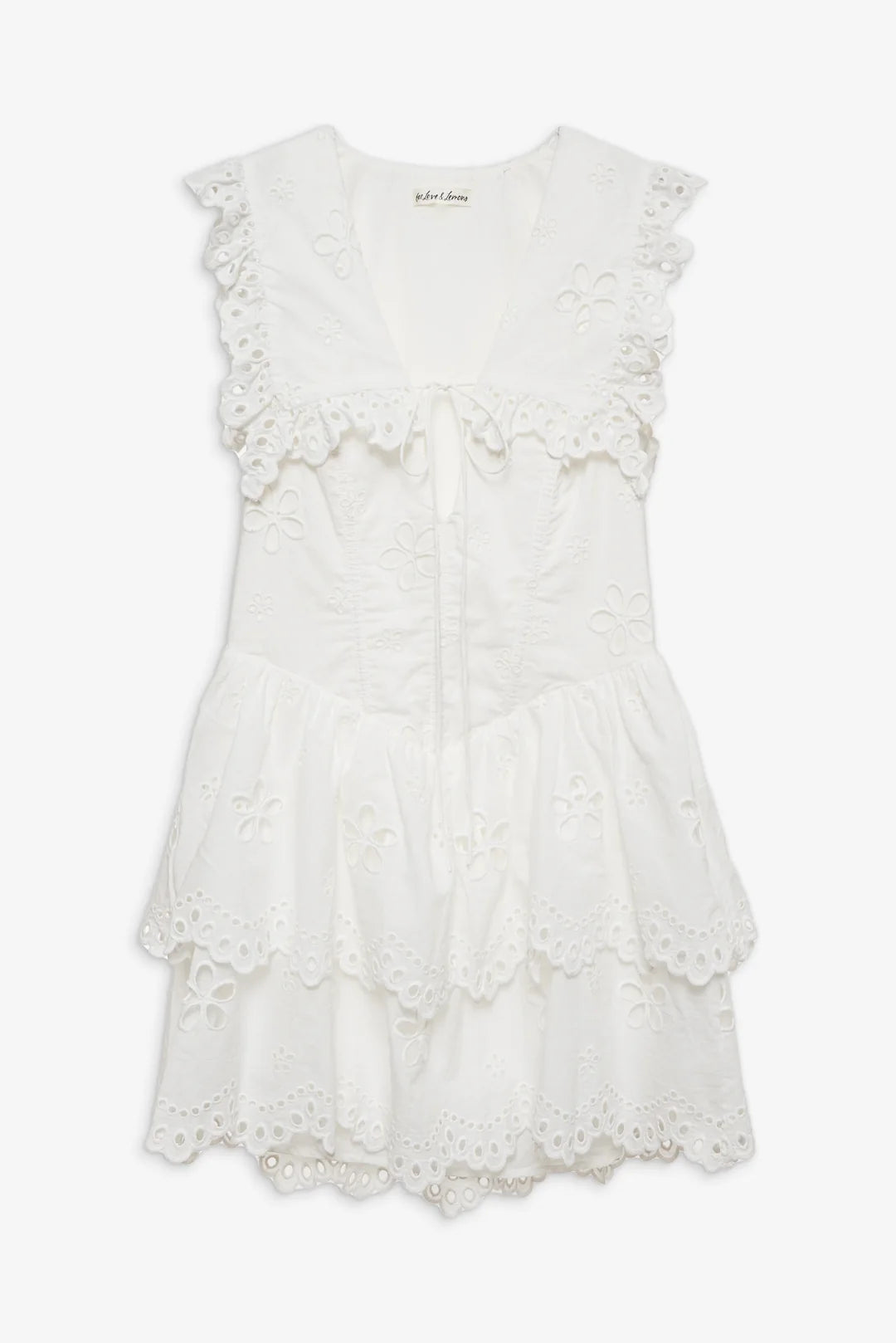 for love and lemons daisy mini dress For Love & Lemons Daisy square neck lattice lace mini dress in white