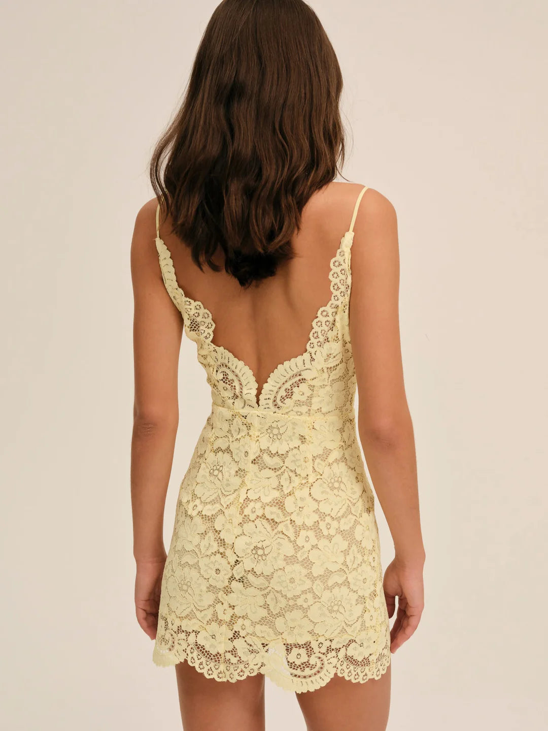 lakeside mini dress For Love & Lemons Lakeside scallop edges lace mini dress in White