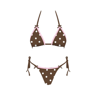 Cafe Polka Bikini Top in Brown