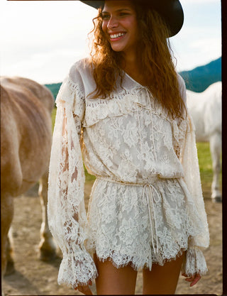 Country Rose Lace Romper